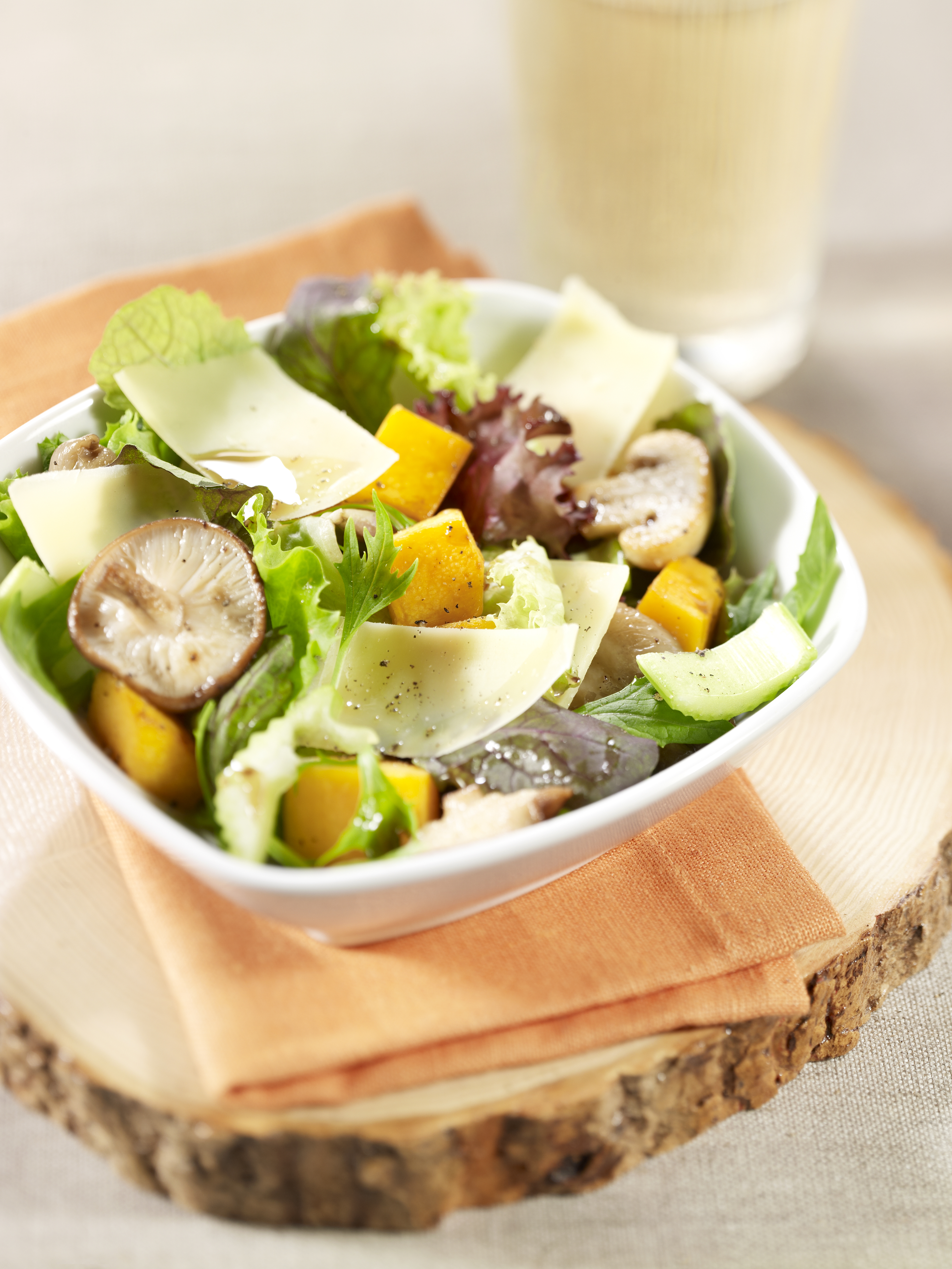 Salade de courges aux champignons et Gruyère AOP