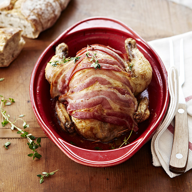 Poulet rôti, farci au Sbrinz AOP et à l’Appenzeller®