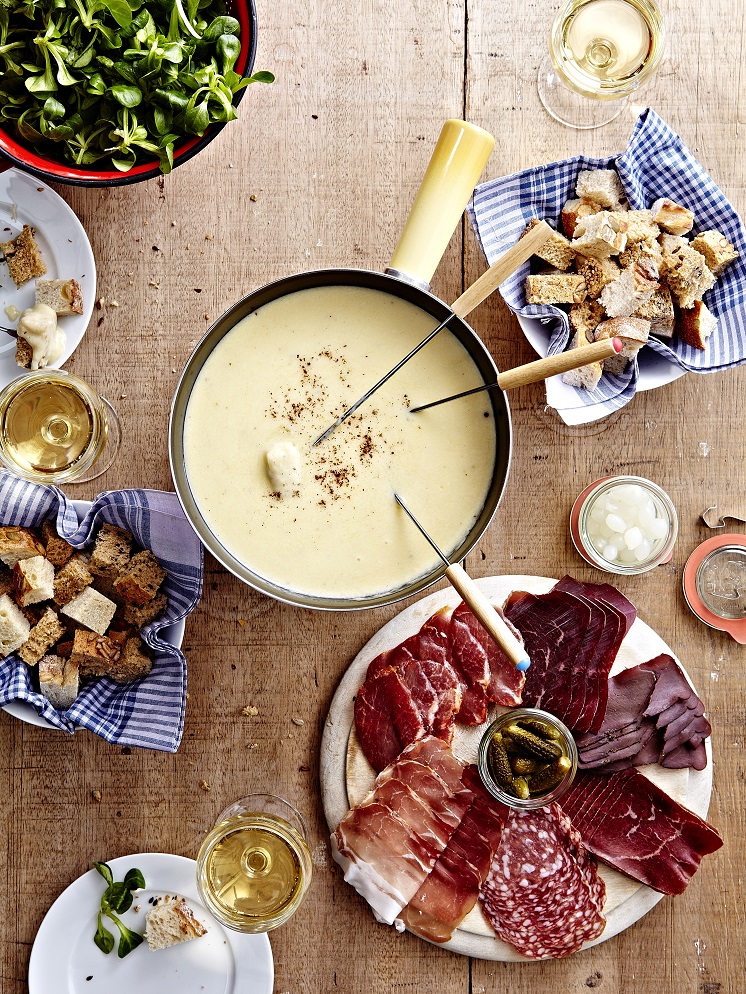 Fondue moitié-moitié et charcuterie